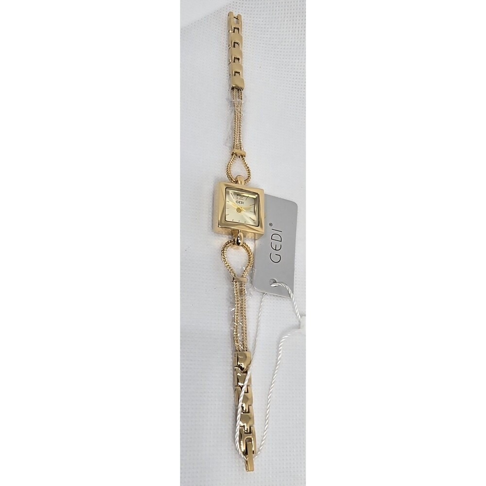 Women's Gedi Square Gold Tone Dial Quartz Chain Rope Bracelet Fashion Watch 08 - Picture 6 of 9